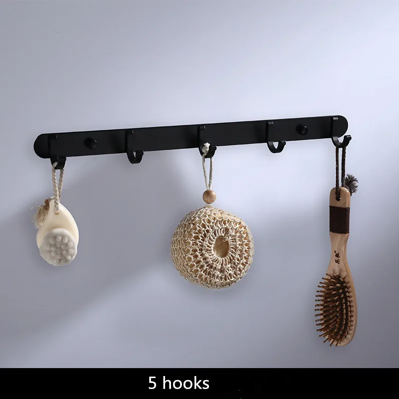 robe hooks Аксессуары для ванной комнаты полотенцесушитель бумажный держатель, вешалка для полотенец, держатель для туалетной щетки, держатель для полотенец алюминиевый черный набор аксессуаров для ванной комнаты - Цвет: robe hooks