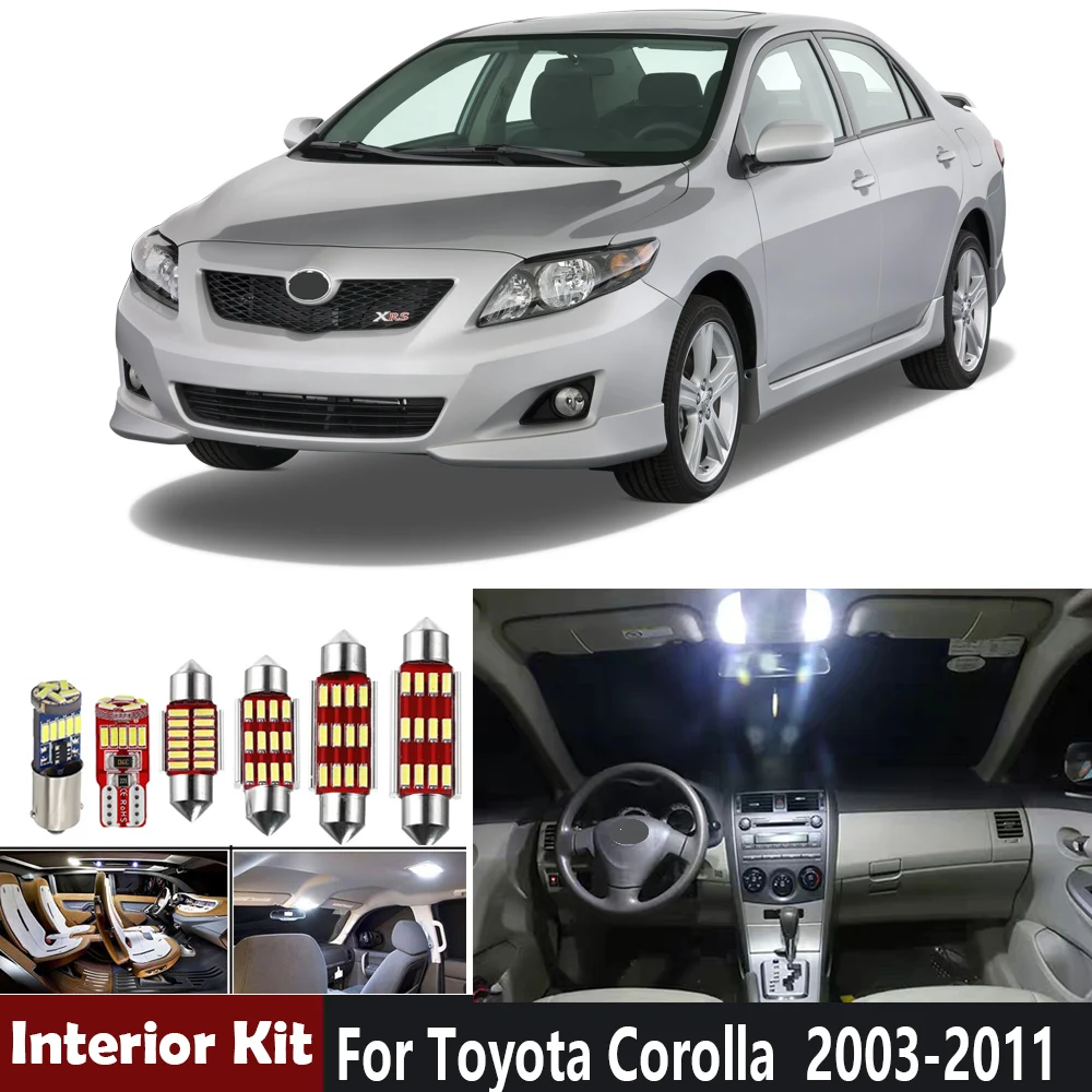 

9 Bulbs White LED Interior Light Kit Fit For Toyota Corolla 2003-2006 2007 2008 2009 2010 2011 Map Dome Cargo License Lamp