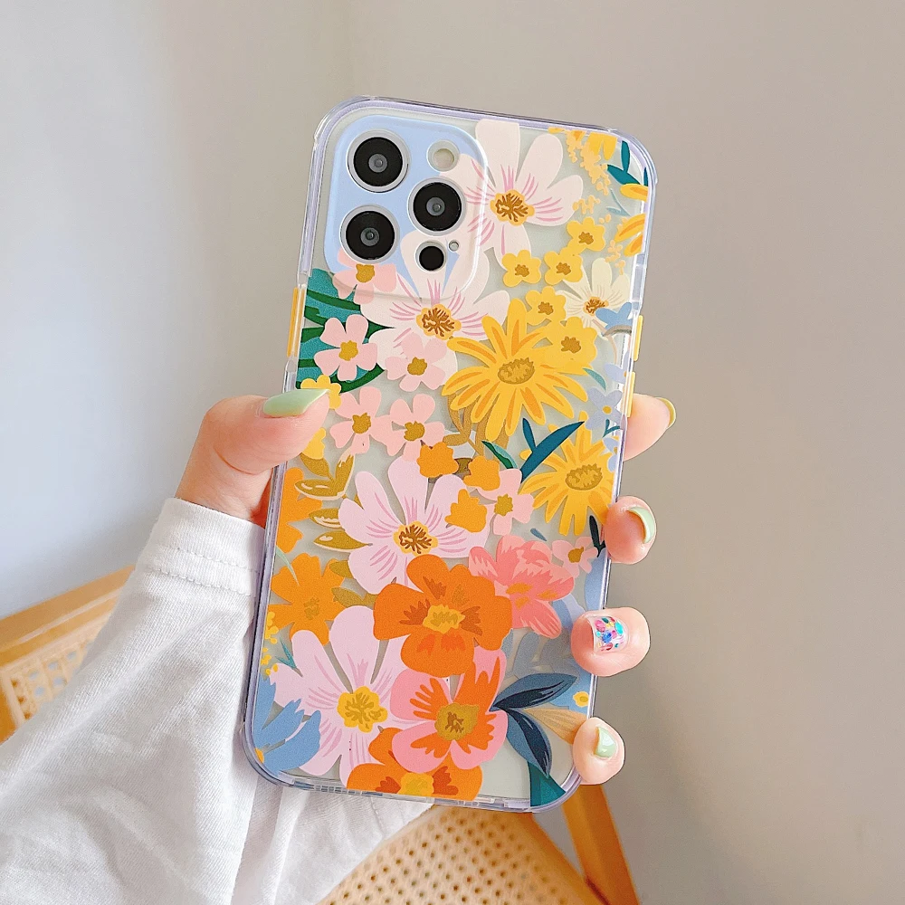 Симпатичный цветной прозрачный чехол для телефона с маргаритками iPhone 13 чехлы 12 Pro