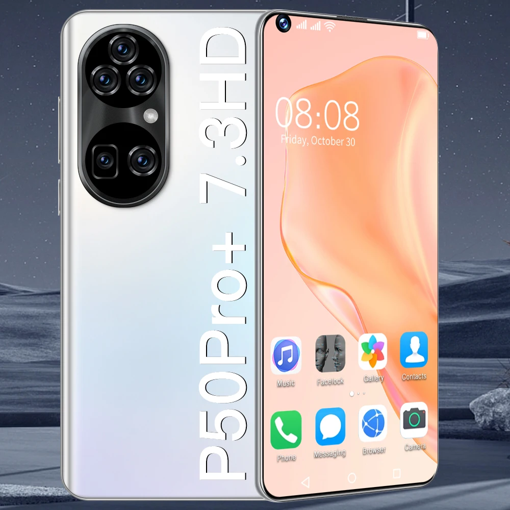

Smartphone P50 Pro+ 7.3 Inch Andriod11 12+512GB ROM 6800mAh Dual SIM+SD 32+50MP Face Id Qualcomm888 Mobile Phone Global Version