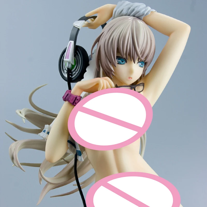 

27cm Anime GAMER GIRL Action Figure Earphone Glasses Cabinet Sitting Posture Mirror Blue Eyes Stocking PVC Collections Model Toy