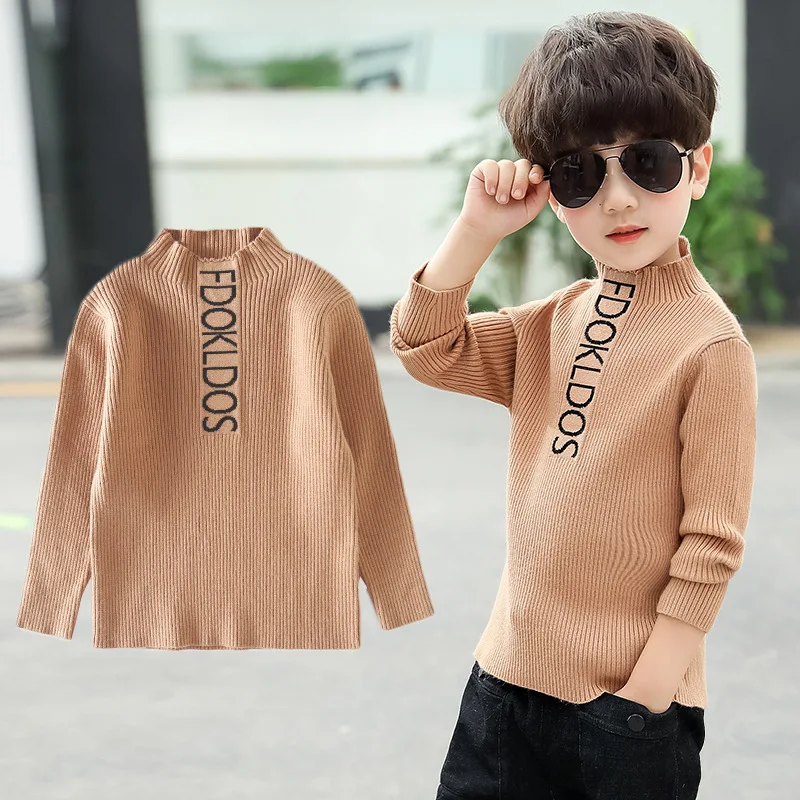 

New Leisure Boys Sweaters Children Clothes Autumn Boy Letter Printed Cotton Knit Sweater Coat Kids Pullovers Together 3-14Year