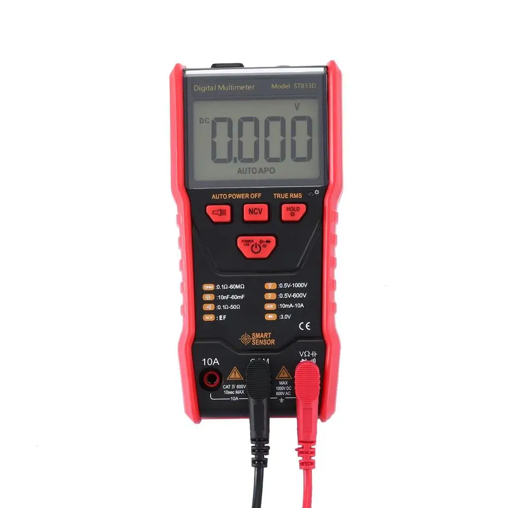 Умный датчик ST833D авто-Диапазон Цифровой мультиметр AC/DC напряжение тока резистивно-ёмкостный диодный тестер метр