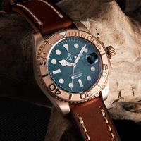 hruodland luxury men watch bronze automatic antimagnetic sapphire 20atm water resistant bgw9 leather strap