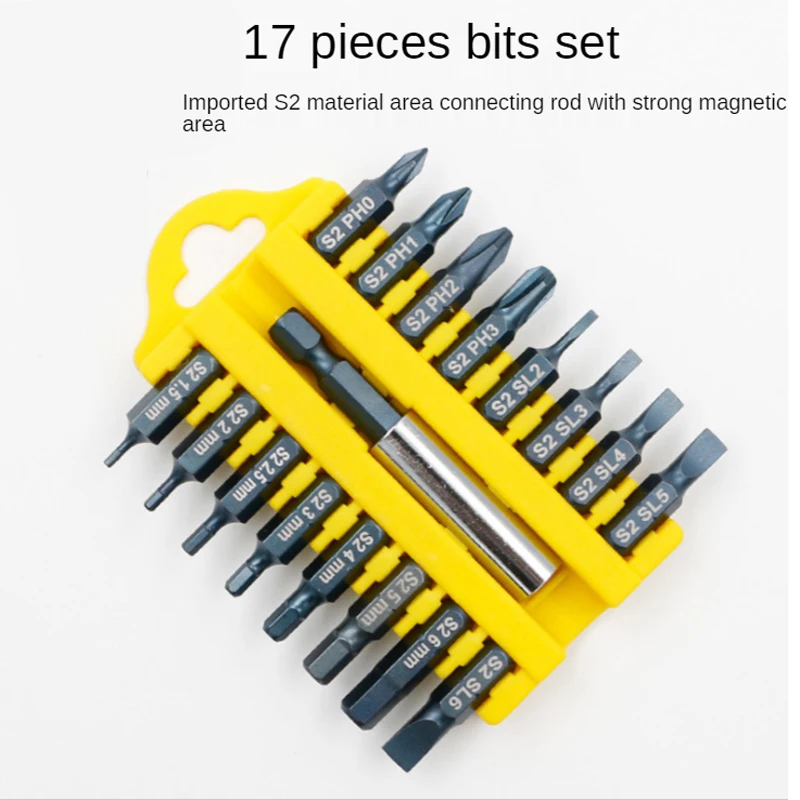 

Magnetic Insert Bit Set, Torx Flat Head Electric Screwdriver, Hex, Electric Screwdriver Bit Set, 17 pcs.