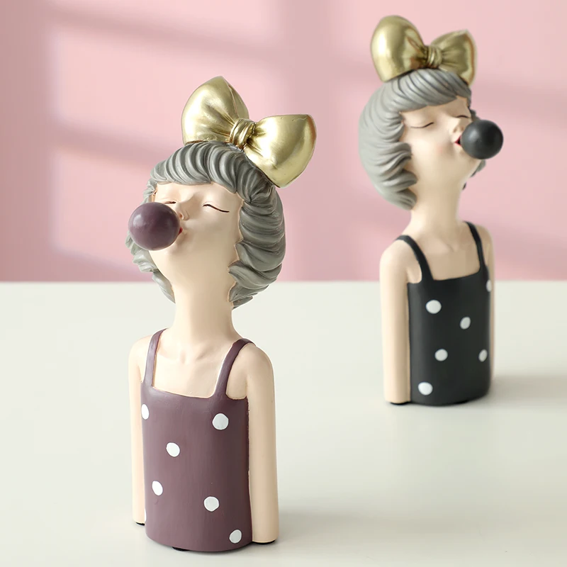 

Sweet Girls Fashion lady Resin Art Statue Gorgeous Figurines Home decoration ornaments Tabletop Sculpture gift for Christmas