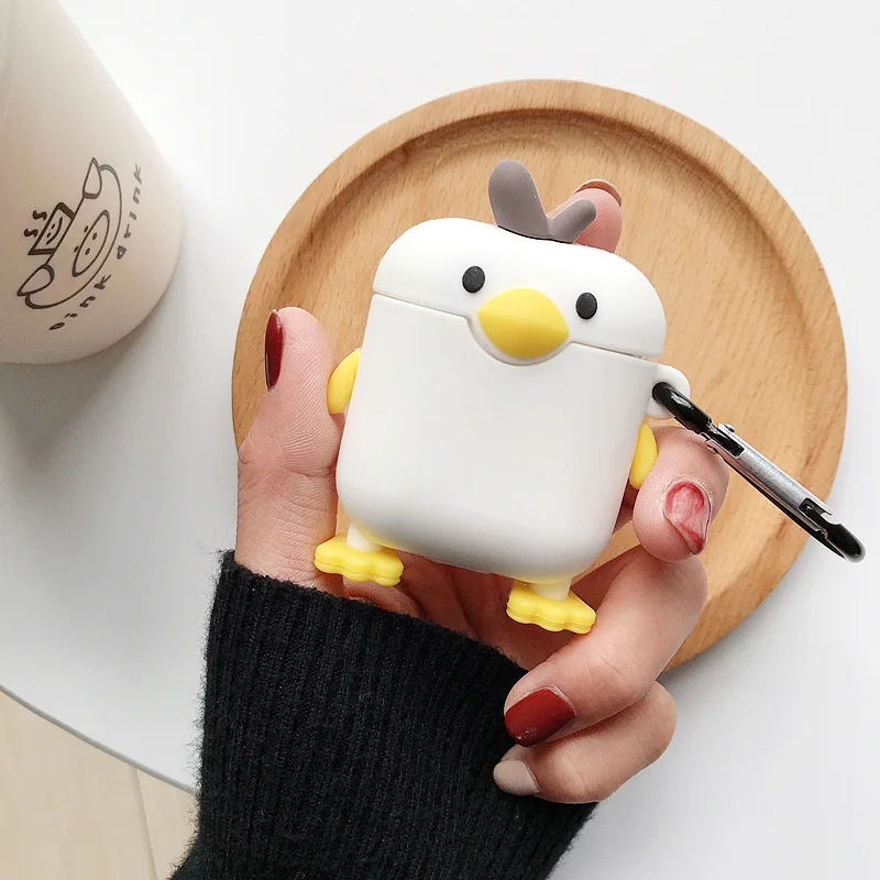

For Apple AirPods Case Cute little duck Soft Silica gel Earphone Protective For AirPods 1 3 Accessories Cover
