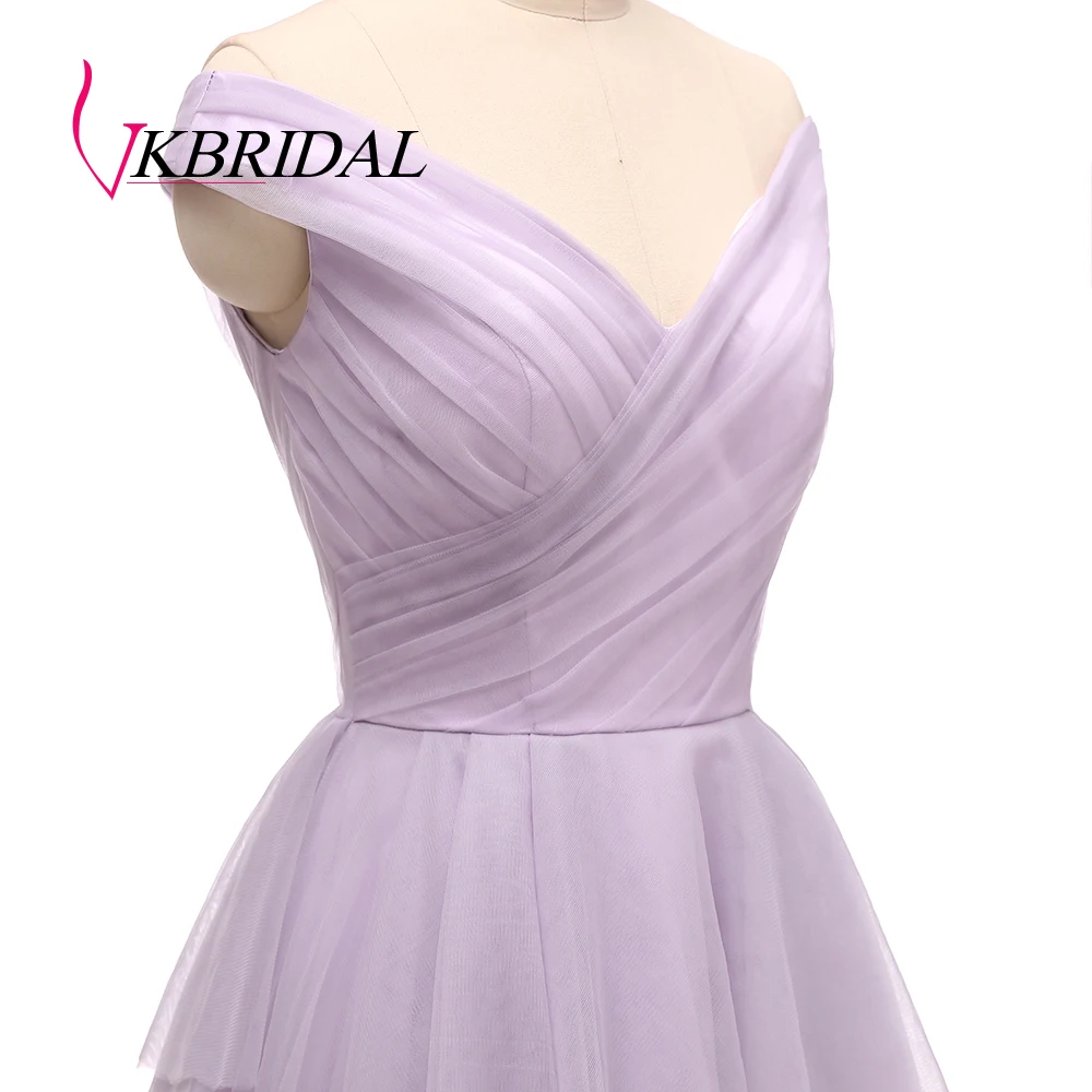 Длинное вечернее платье VKbridal серое/фиолетовое с открытыми плечами 2019 | Свадьбы и
