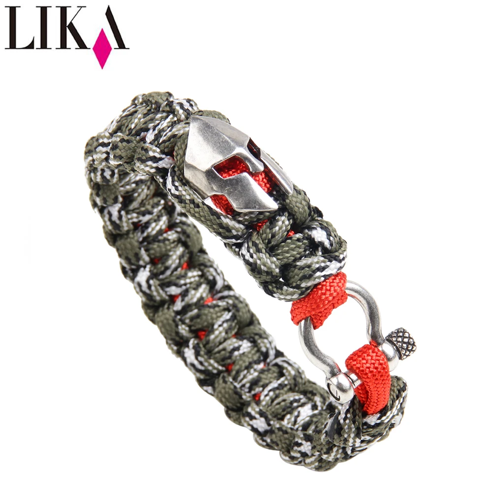 Браслет ручной работы LIKA из нейлона с бронзовым спартанским шлемом