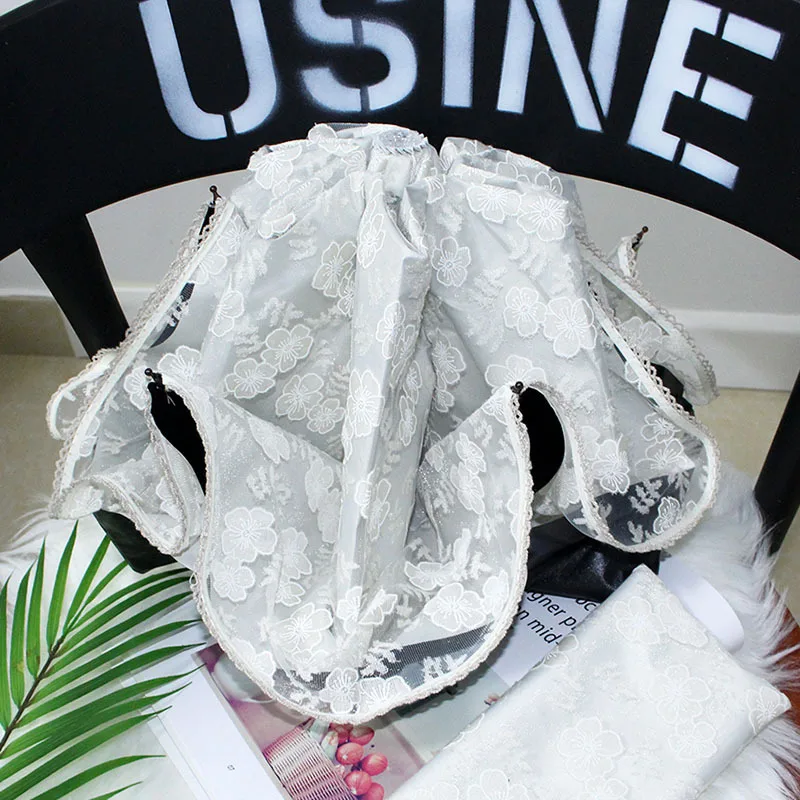 Вышитый кружевной двухслойный 3-слойный зонтик от дождя и солнца для женщин