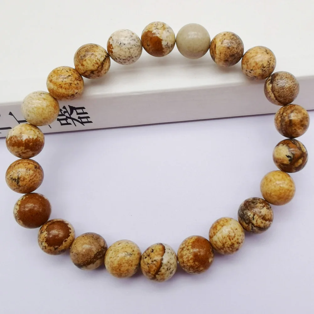 Picture Stone 8 мм Howlite/Родонит/Песчаник/Сердолик/кристалл/Лабрадорит/тигровый глаз камень Бусины драгоценный камень браслет стрейч 8 дюймов ювелирные изделия - Окраска металла: Picture Stone