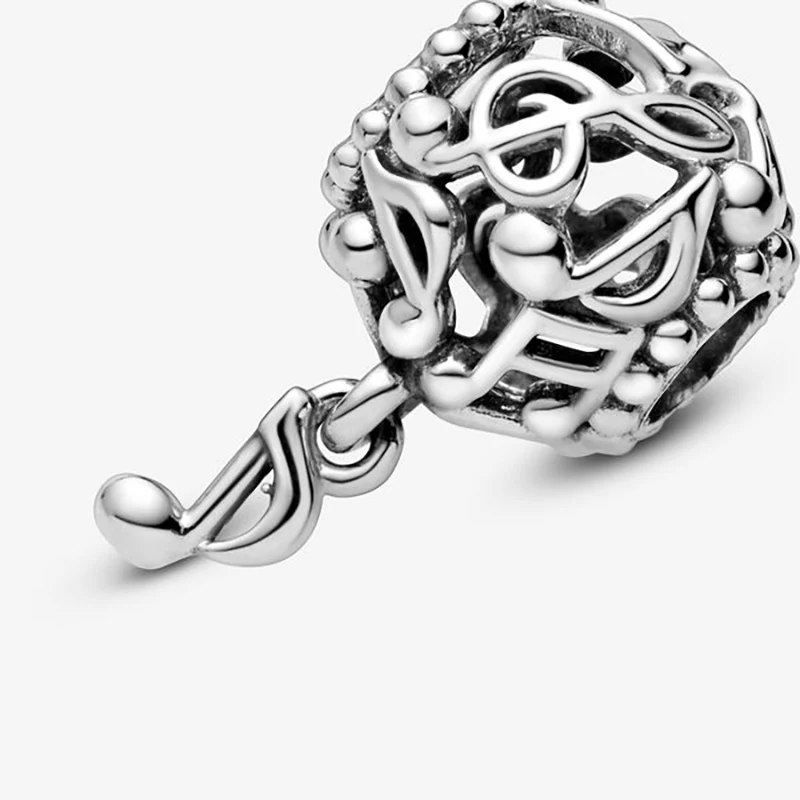 

High Quality 925 Sterling Silver Openwork Music Notes Charms Beads fit Original Pandora Charms Bracelet 925 Silver Jewelry Gift