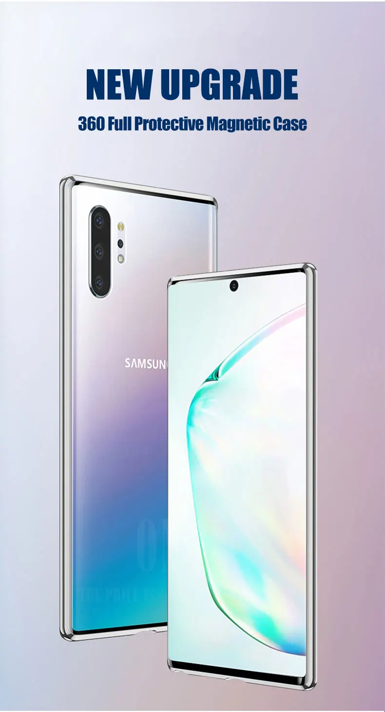 Чехол для samsung Galaxy Note 10 360 ° полная защита Магнитный чехол s чехол для Galaxy Note 10 Plus 5G металлический двойной стеклянный чехол