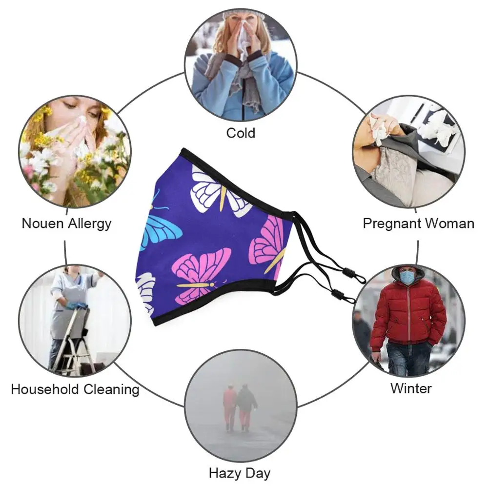 Модная маска с бабочками фильтр для замены защита от пыли настраиваемый рот