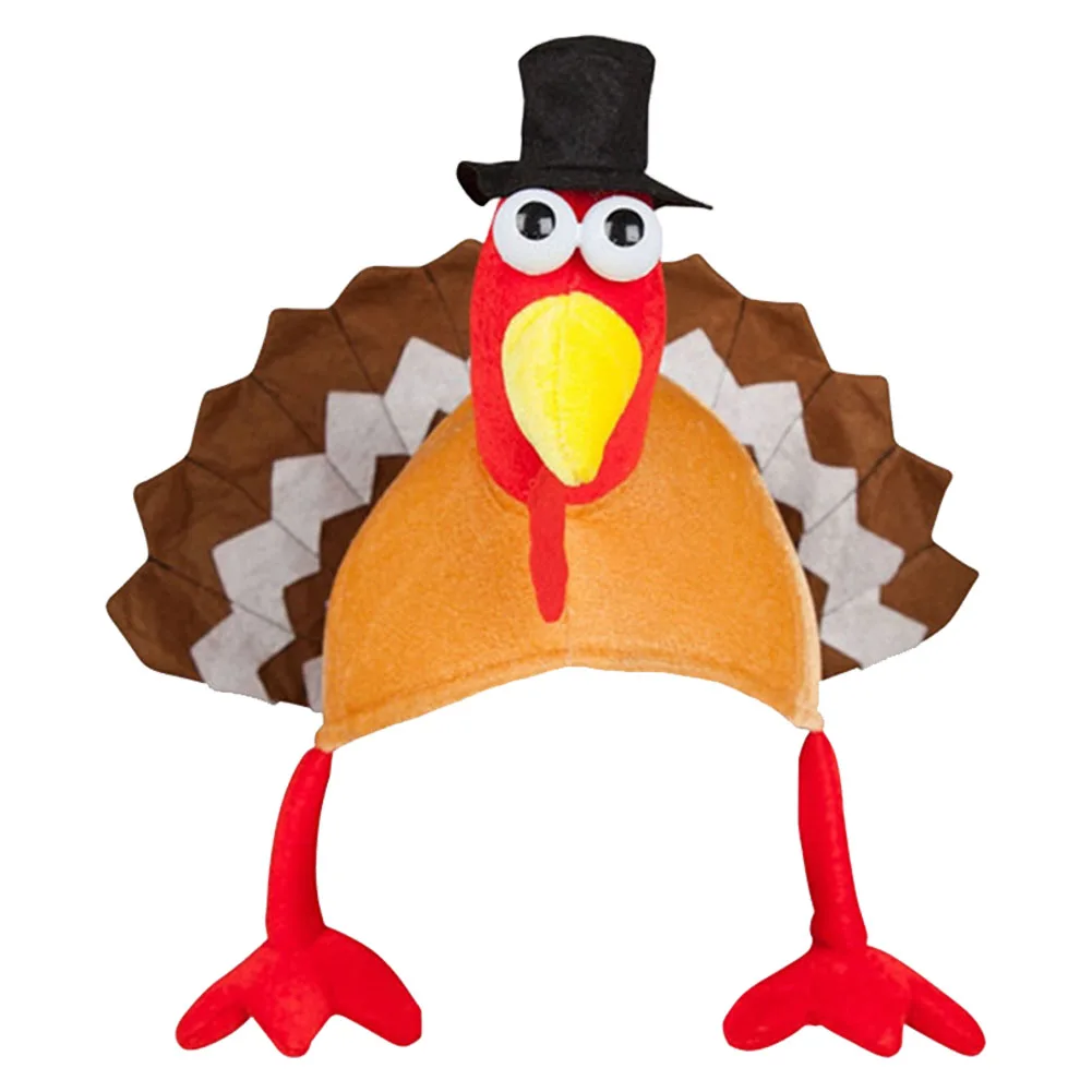 

Party Cosplay Thanksgiving Costume Kids Toys Stage Perform Velvet Celebration Turkey Hat Funny Dress Accessory Gift Festival