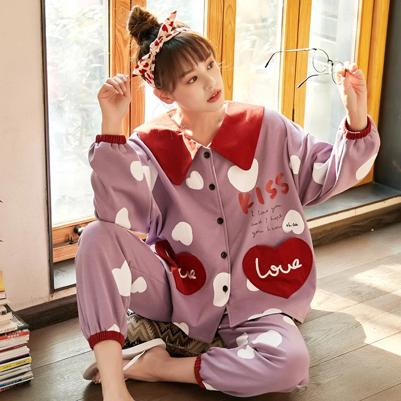 

JRMISSLI Women Pajamas Suit Lingerie Letter Print Cotton Sleepwear Nightwear 2020 New Sleep Set Pyjamas Casual Homewear