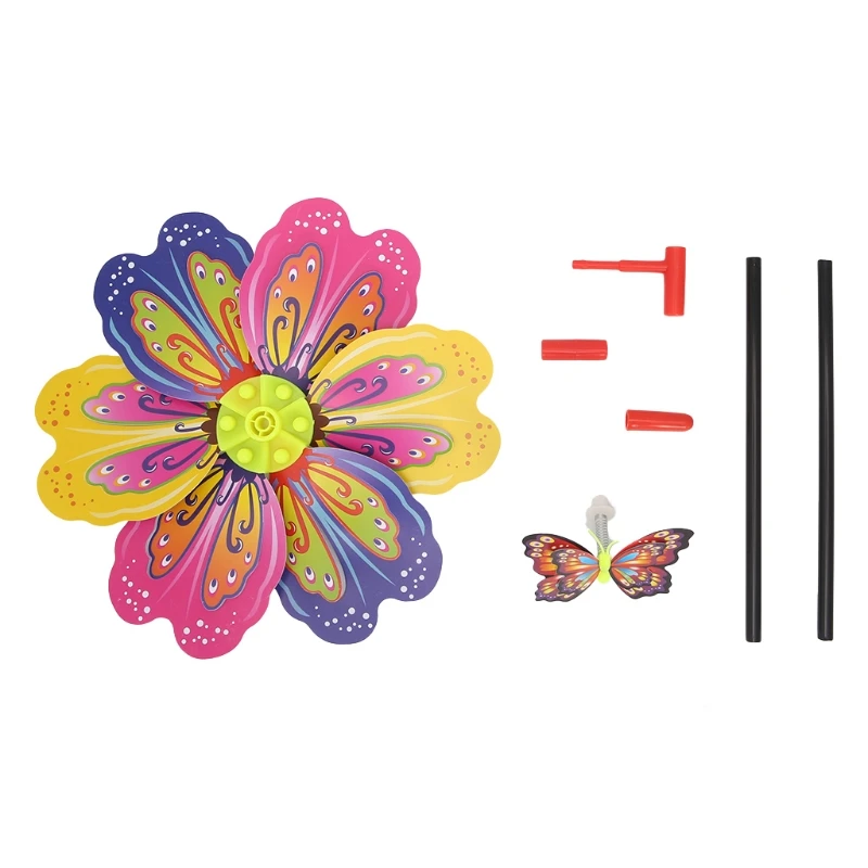 

85DE 3D Butterfly Flower Windmill Wind Spinner Home Garden Yard Decoration Kids Toy