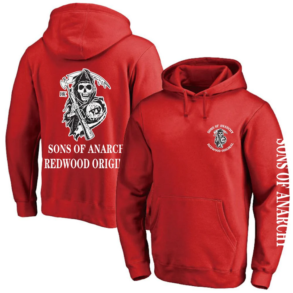 Горячая Распродажа Sons Of анархии мужские однотонные повседневные толстовки в