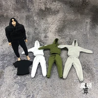 3 pieces 112 hoodies male soldier shirt trousers short sleeves t shirt sports clothes suit for 6 inches action figures
