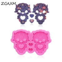 lm469 new shiny glossy robot earrings silicone mold epoxy mold necklace jewelry making gadgets diy jewelry craft clay mold