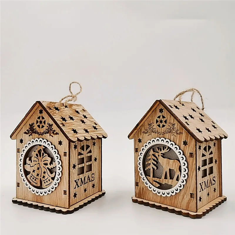 christmas decorations luminous cabin snow house christmas tree decoration diy2022 new year gift window decoration free global shipping