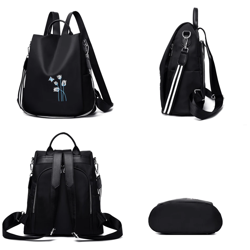 Женский водонепроницаемый рюкзак с защитой от кражи Черный винтажный дорожный