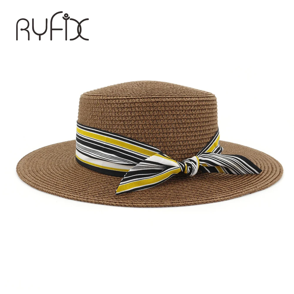 Летняя популярная стильная цветная полосатая лента Солнцезащитная шляпа модная