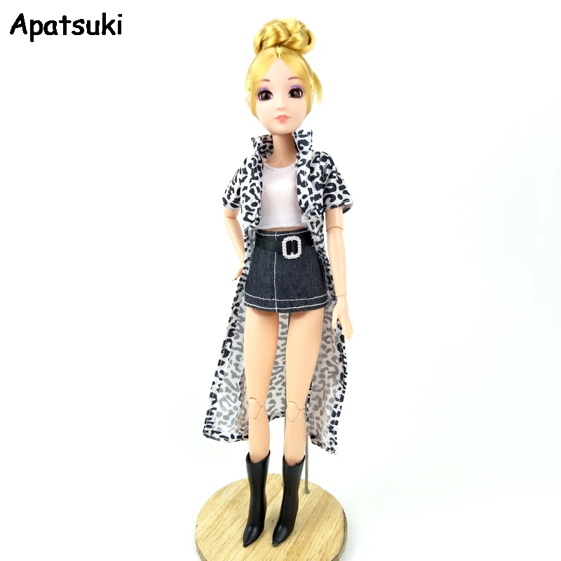 1 комплект аксессуары для кукол Барби наряды длинное пальто с леопардовым