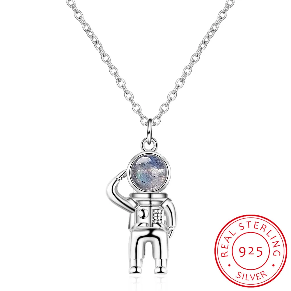 Женское колье из серебра 925 пробы с астронавтом|Ожерелья| |