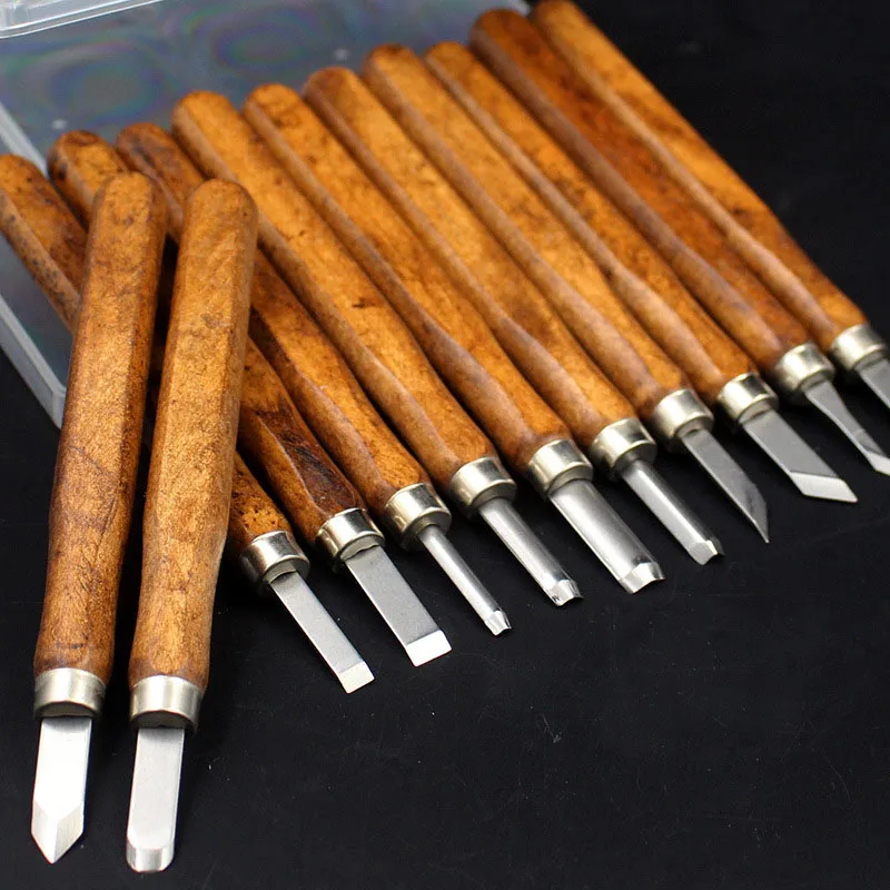 

New 12Pcs Wood Carving Hand Chisel Woodworking Tool Set Woodworkers Gouges 2019