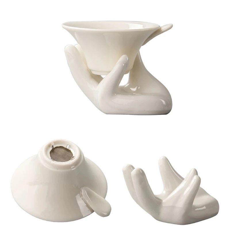 

Chinese Ceramics Tea Strainer Guanyin Buddha Hand Holder Porcelain Teaware Gift