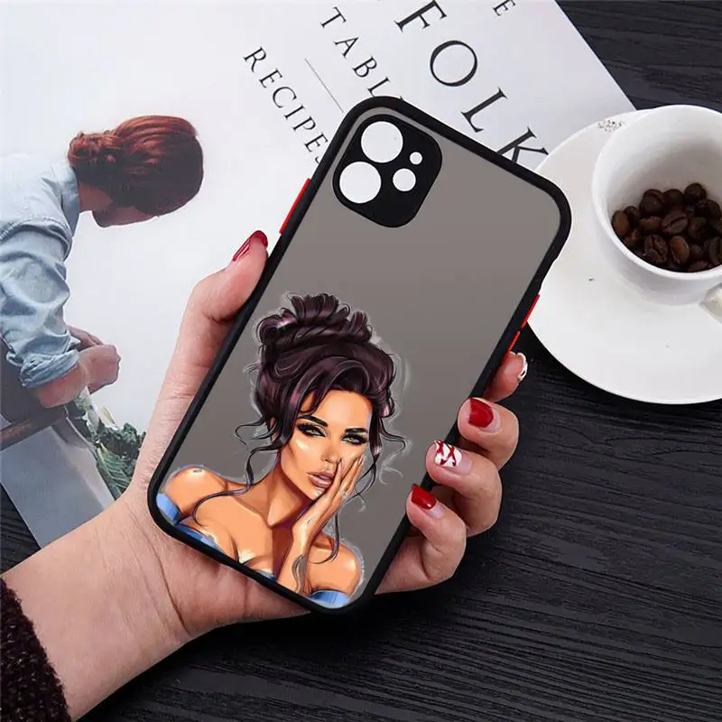 

Girls Female boss fahsion luxury Phone Cases shell matte transparent For iphone 7 8 11 12 plus mini x xs xr pro max cover
