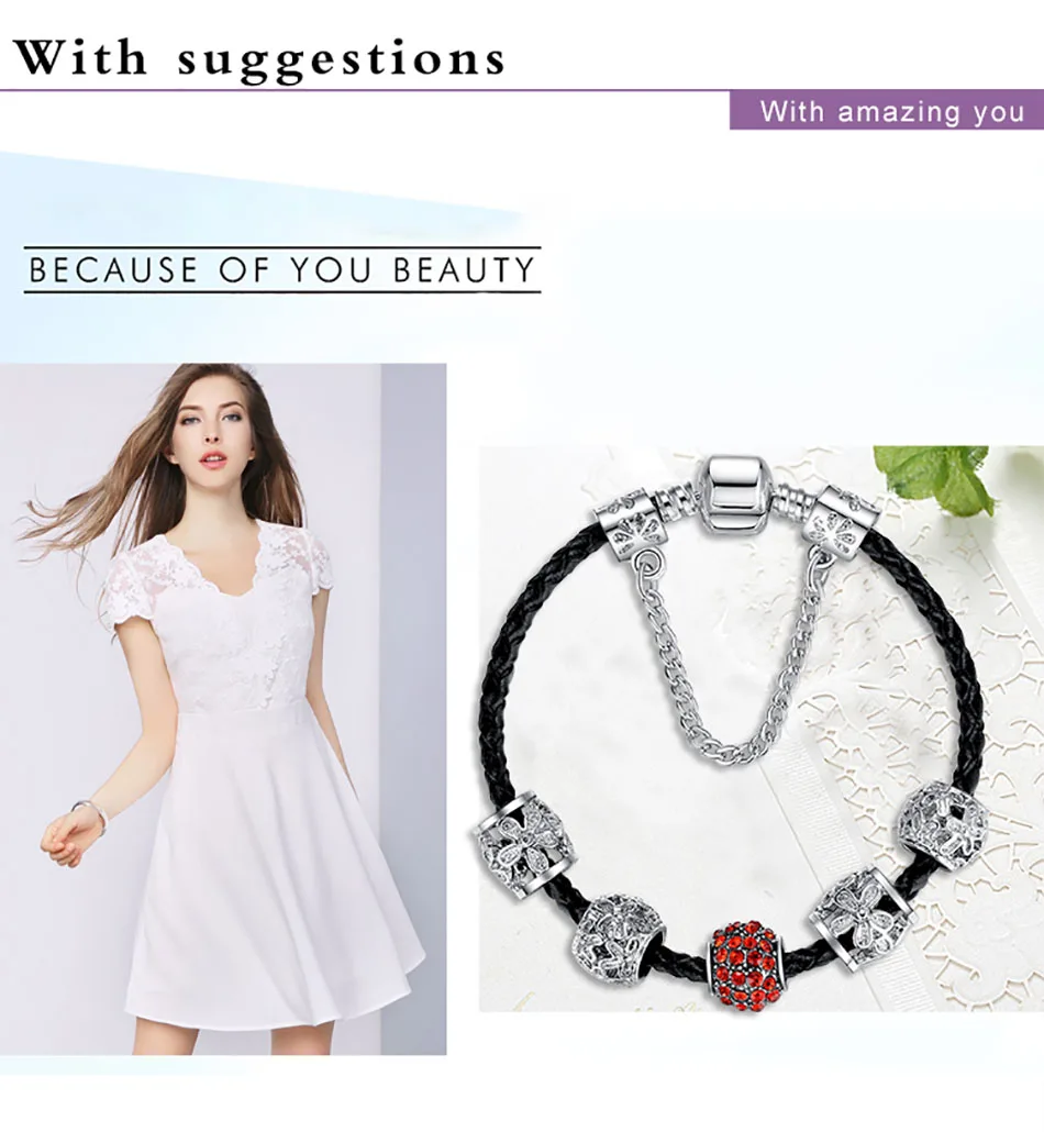 Женский кожаный браслет ELESHE распродажа черный серебряный женский ювелирные