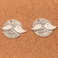 80pcs mic new 24 5x27mm zinc alloy couple birds on branch oval designer charms pendants fashion jewelry l031