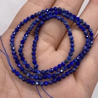 faceted natural round stone lapis lazuli beads 3mm punch loose spacer beads for jewelry making diy necklace bracelet accessories