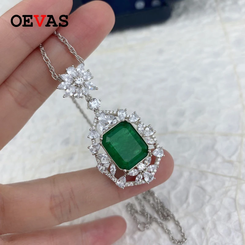 

Oetas, 100% Стерлинговое Серебро 925 пробы, кулон, ожерелье для женщин, Spaerking, изумруд, создан, Moissanite, драгоценный камень, вечерние ювелирные издели...