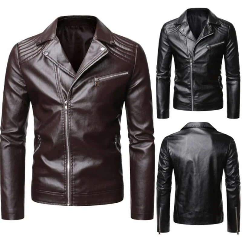 New autumn jacket leather jacket mens fashion motorcycle youth lapel jaqueta masculina inverno chaqueta cuero hombre black brown