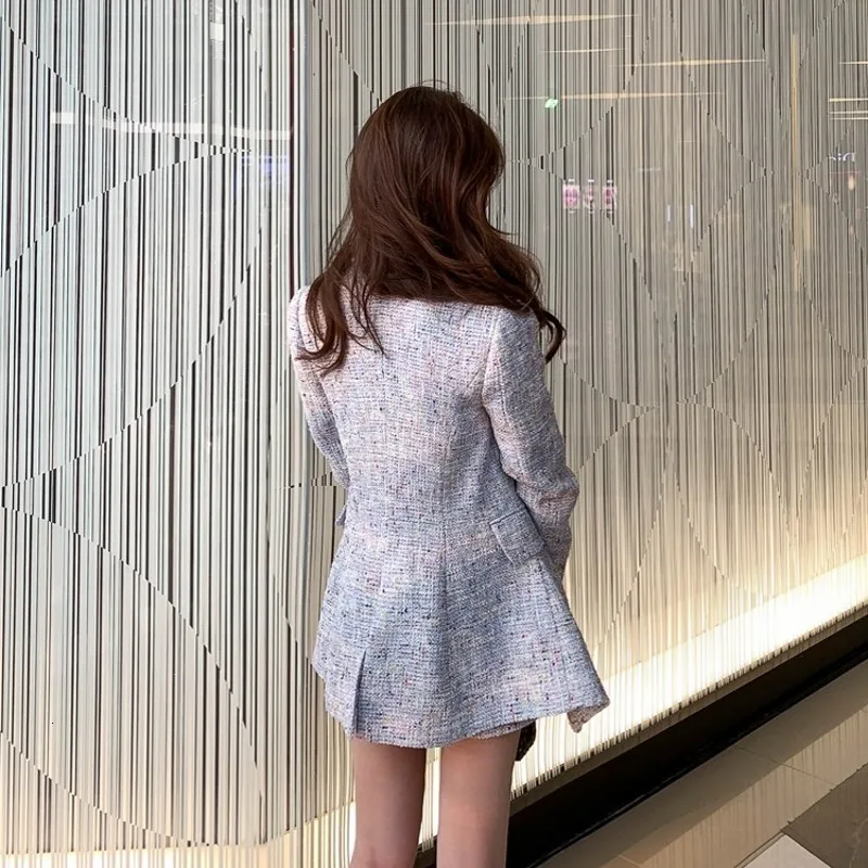 Качественные винтажные женские твидовые наряды из 2 предметов двубортный