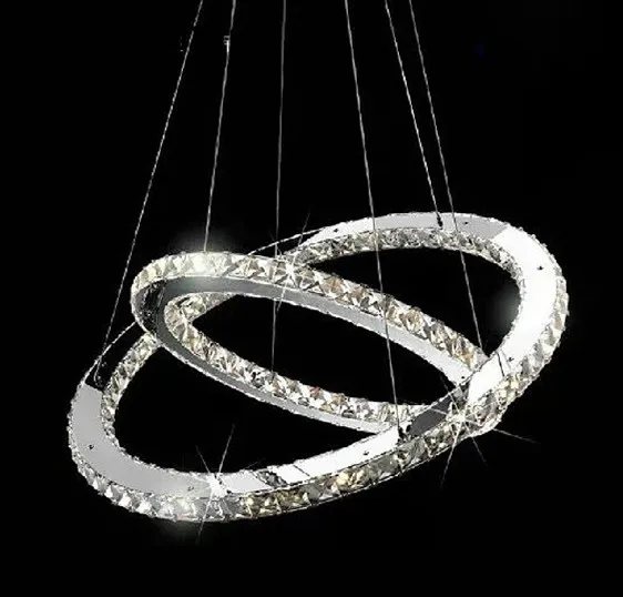 

Hot sale Diamond 2 Ring LED K9 Crystal LED Chandelier Light Modern Crtstal lamp Circles fixture 100% Guarantee