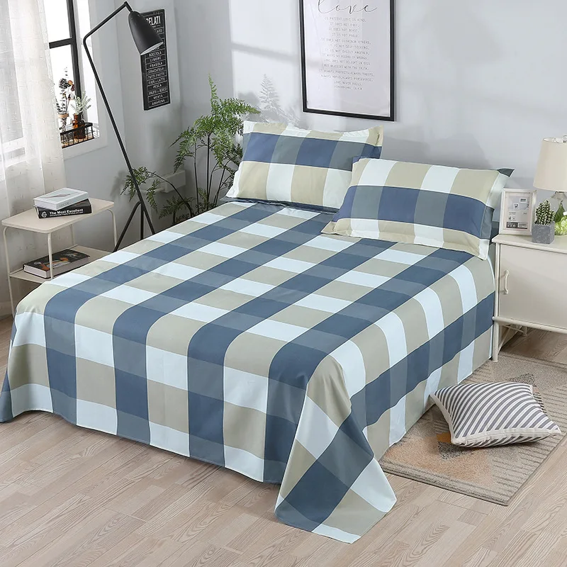 

Yaapeet 3pc Bedding Set Cotton Printing Cartoon Plant Plaid Flat Sheet Mattress Cover Bed Sheet with 2pc Pillow Cover