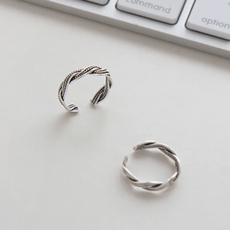 Ювелирные изделия из стерлингового серебра 925 пробы плетеное кольцо с открытым