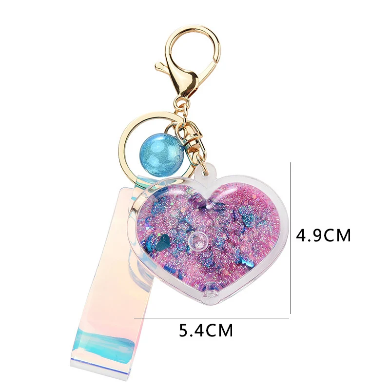 Сердце подвижное жидкое кольцо для ключей женщин фантазия брелок сумка