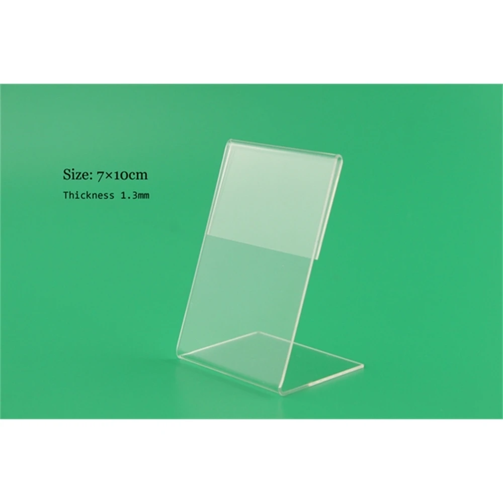 

70*100mm 20 Pcs Acrylic Desk Table Tablet Stands Sign Clip Name Card Frame Showing Stand Price Tag List Label Menu Holder Rack