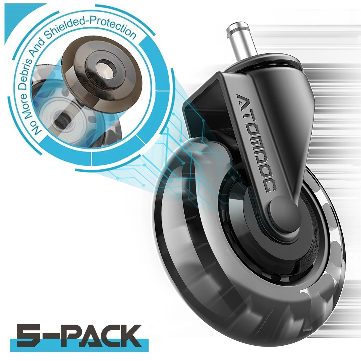 ATOMDOC 3 дюйма Офисная версия стандартные запасные ролики резиновые мягкие