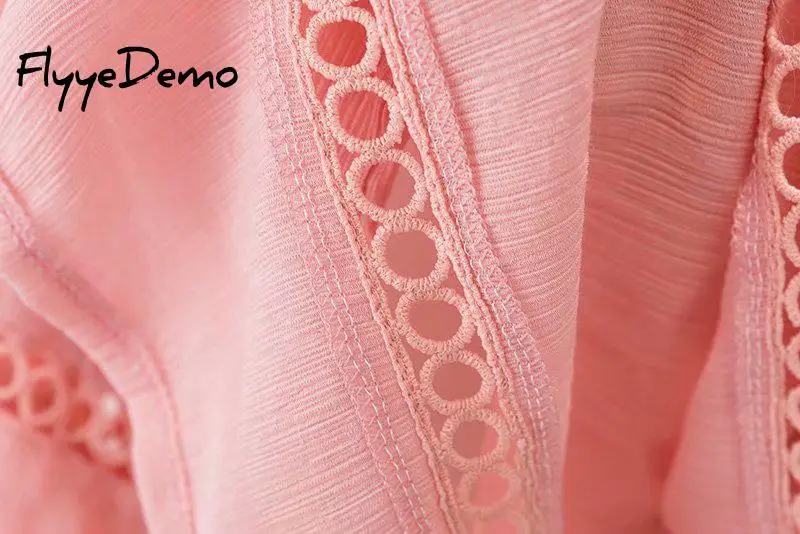 

5XL Plus Size Lace Blouse Women's Shirt Solid Cotton Linen Hollow Out Full Sleeve O-Neck Pullover Blusas Mujer De Moda 2021