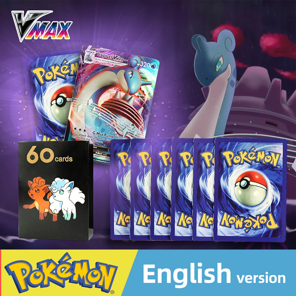 Английская версия карт Pokemon 50-300 шт. карты 300 В макс. GX детская боевая игра ярлык