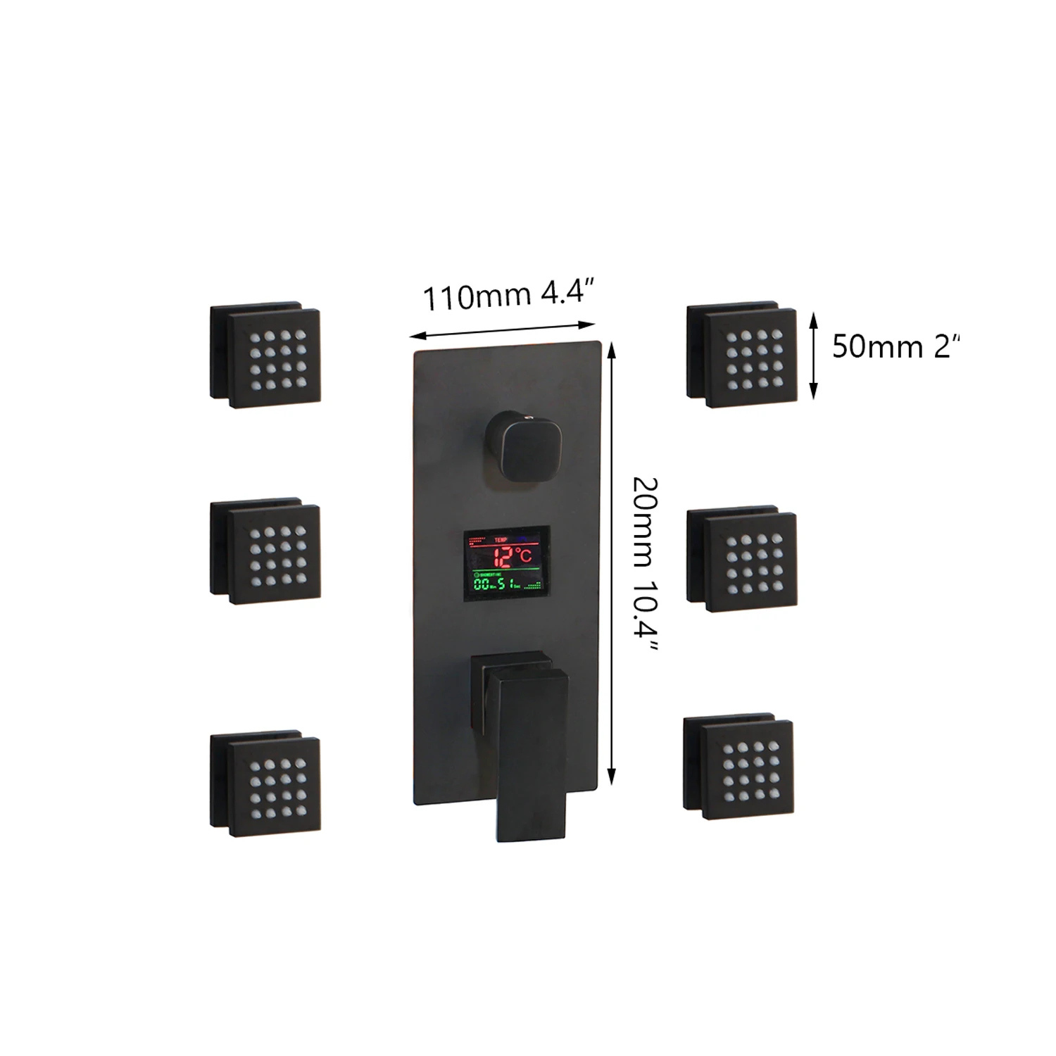 Трехсторонний смеситель KEMAIDI с цифровым дисплеем настенный квадратный латунный