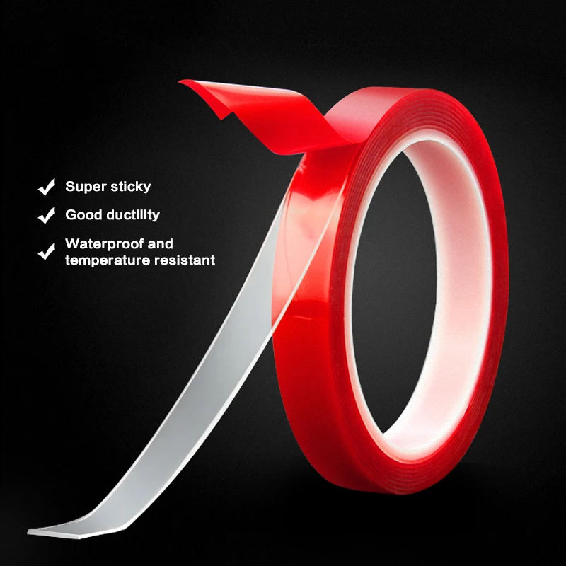 Красная Двухсторонняя клейкая лента длиной 3 м высокопрочная акриловая гелевая