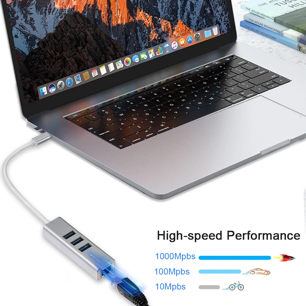 Адаптер GTMEDIA USB Ethernet 3 1 c/m на 3USB3.0 + RJ45 концентратор 10/100/1000 м адаптер для MacBook XIAOMI Samsung