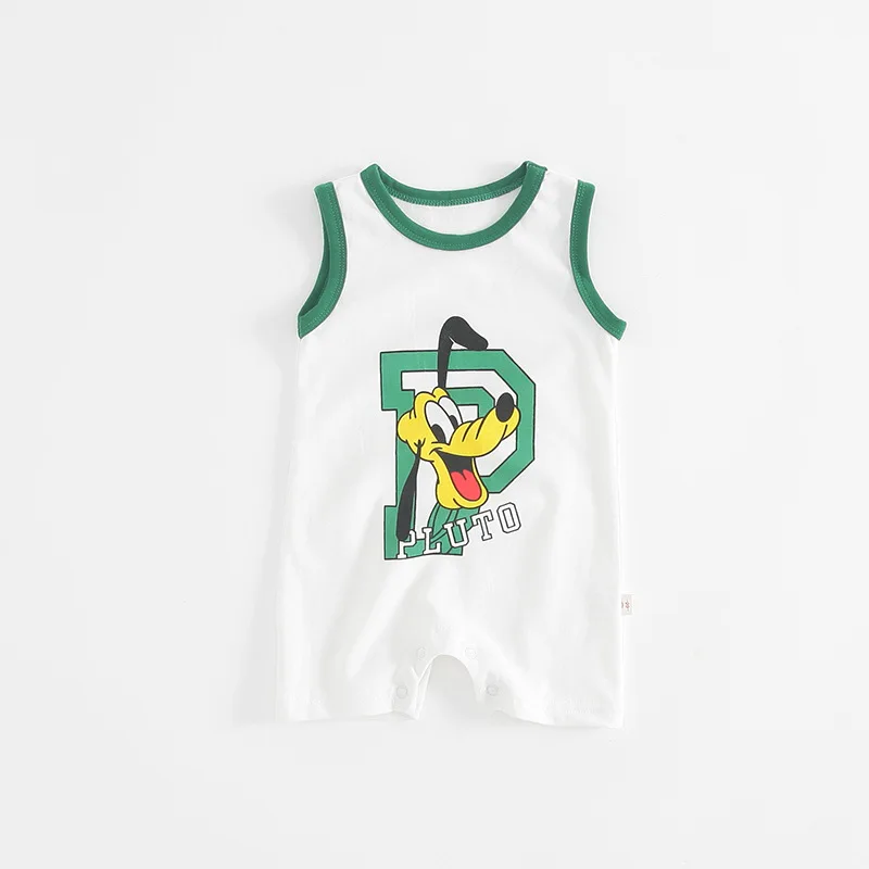 

New Summer Baby Boy Rompers Infant Sleevless Cartoon Pluto Donald Mickey Print Girl Romper Newborn Cotton Outfit Bebe Clothes